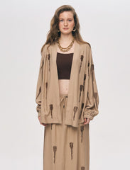 Pret - Moven - Beaded Oversize Shrug - Brown