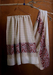 Pashmina Zari Jamawar Shawl D#07 - Off White 7