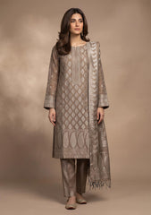 Winter - Fancy Silk Zari Jamawar - 3 Pcs Suit - D#13 - Skin