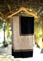 Pashmina Kaani Zari Shawl D - 23 - Black