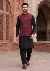Benetictus Selvage Plain Wool Fabric - Burgndi