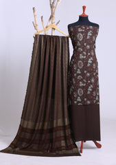 Winter - Riwaj - Embroidered Peach Leather Suit - D#01 - Chocolate