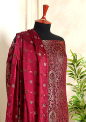 Formals - Fancy Closet - 2 pcs Suit - Satin Silk Jamawar D#55 Maroon