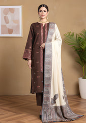 Winter - Riwaj - Pashmina Embroidered Suit - Kaani Shawl - D#03 - Chocolate