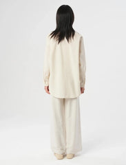 Pret - Moven - Oversize Linen Shirt with Embroidered Details - Off White