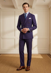 Cavani Four Season Wool Selvage Broad Stripe - Navy Blue