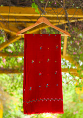 Wool Needle Work Shawl D - 55 - Maroon 1