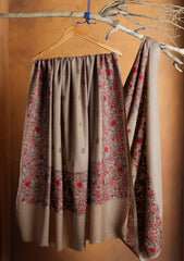 Pashmina Embroidered Jaaldar Shawl D#32 - L Brown