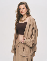 Pret - Moven - Beaded Oversize Shrug - Brown