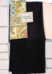 Embroidered Lawn Summer Shawl D#61 - Black
