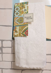 Lawn Chikankari Summer Shawl D#21 - Off White