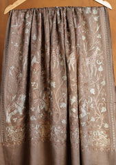 Pashmina Ari Work Jaaldar Shawl D#34 - Brown