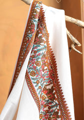 Pashmina Embroidered Border Shawl D#226 - Off White
