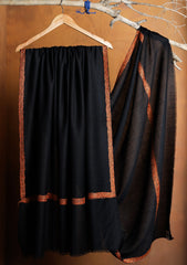 Pashmina Kashmiri Border Shawl D#123 - Black