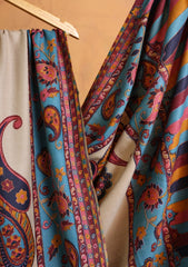 Pashmina Qalamkari Needle Work Shawl D#01 - Ferozi