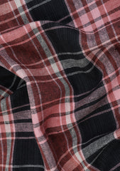 Irash Cotton Selvage Check Linen Fabric - Maroon