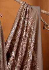 Pashmina Ari Work Jaaldar Shawl D#07 - M Grey