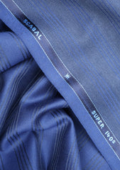 Scabal Super Fine 140's Broad Stripe Wool Suiting - Royal Blue