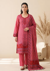 Winter - Fancy Silk Zari Jamawar - 3 Pcs Suit - D#17 - Carrot