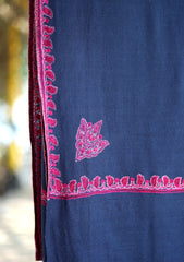 Pashmina Wool Needle Work Shawl D - 03 - N Blue
