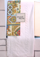 Embroidered Lawn Summer Shawl D#62 - White