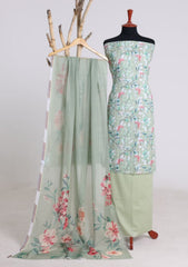 Lawn - Rubaaiyat - Chikankari 26 - Silk Dupatta - D#01 - L Pista