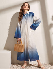 Pret - Moven - Long Omre Tunic Dress - Blue & Off White