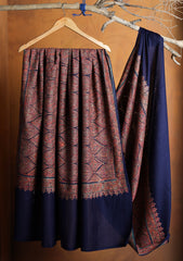 Pashmina Embroidered Jaaldar Shawl D#28 - N Blue