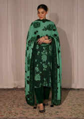Winter - Riwaj - Velvet Suit - Printed Edit - D#07 - Green
