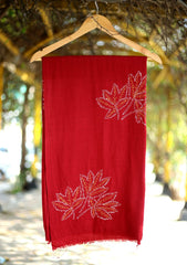 Pashmina Wool Needle Work Shawl D - 33 - Maroon