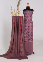 Winter - Riwaj - Printed Cotray Suit - Wool Shawl - D#10 - DT Pink