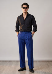 Italian Suiting Tropcial Selvage Plain Wool Fabric - R Blue