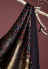 Pashmina Zari Jamawar Shawl D - 05 - Black