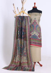 Winter - Riwaj - Printed Pashmina - 3 Pcs Suit - D#01 - Skin