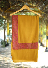 Pashmina Wool Embroidered Shawl D - 06 - Mustard