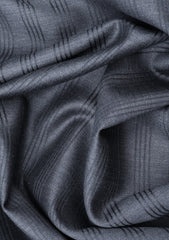 Scabal Super Fine 140's Broad Stripe Wool Suiting - Charcoal