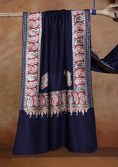 Pashmina Ari Work Jaaldar Scarf D#12 - N Blue