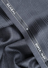 Scabal Super Fine 140's Broad Stripe Wool Suiting - Charcoal