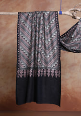 Pashmina Ari Work Jaaldar Scarf D#11 - Black