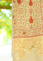 Pashmina Kashmiri Work Shawl D - 02 - Mustard