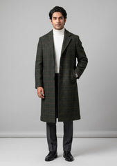 Tweed Selvage Check Woolen Fabric - D Green