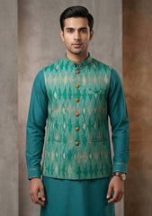Elite Men Raw Silk Jacquard Unstitched Waistcoat Fabric