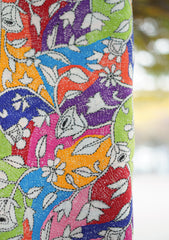 Wool Needle Work Shawl D - 46H - OFF WHITE