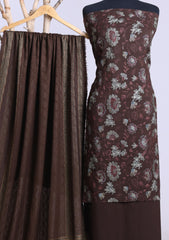 Winter - Riwaj - Embroidered Peach Leather Suit - D#01 - Chocolate