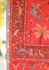 Pashmina Kaani Jamawar Scarf D - 09 - D Red