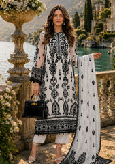 Formals - Noor By Saadia Asad - Nooriyah Luxury Embroidered Chiffon 26 - D#04 - Monochrome Muse