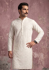 Elite Men China Boski Dery Silk Embroidered 6 Pound Brown Selvage - Off White