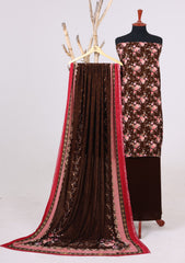 Winter - Riwaj - Velvet Suit - Printed Edit - D#38 - CH Brown