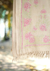 Pashmina Wool Needle Work Shawl D - 32 - Skin