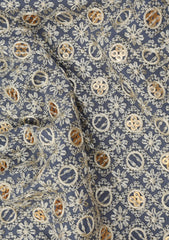 Elite Men Embroidered Sequence Selvage Viscose Fabric - B Grey